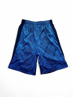 Nike Boys Dri-FIT Basketball Shorts Blue Black Geometric Pattern Size Large
